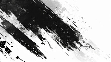 Poster - Bold black strokes and splatters contrast against a white background, creating a striking abstract design. The interplay of light and dark elements evokes a sense of movement and energy.