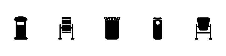Poster - Trash cans vector icon set. Stylish modern trash cans. Garbage recycling icon. Processing of raw materials. Street garbage cans vector.
