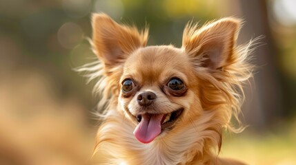 Poster - A happy chihuahua with its tongue sticking out. AI.