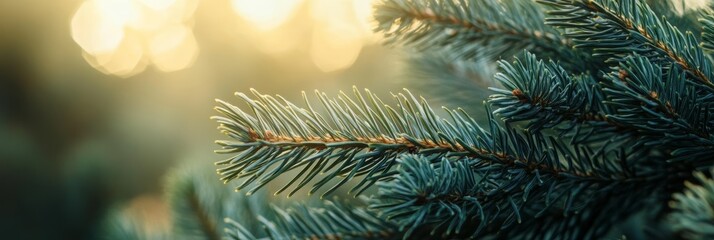 Poster - Christmas pine cone decoration among twinkling lights. Festive and warm holiday vibe.