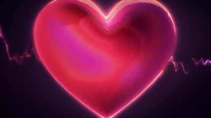 Poster - Red heart pulsating alongside an electrocardiogram line against a dark background symbolizes love, health, and cardiology, embodying emotions and passion in a vibrant display