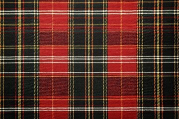 Red and black tartan pattern with green and white stripes creating a classic plaid design ideal for textiles and fashion