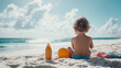© sabyna75 - Child enjoying a sunny beach day with toys and essentials - summer vacation theme