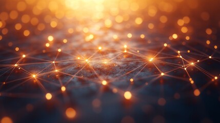 Aufkleber - A network of glowing points creates a mesmerizing display against a dark surface, representing connectivity and technology in a captivating manner.