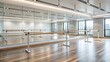 © Atittaya - Dance studio with ballet barre and mirrors for dance education