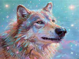 Wall Mural - Abstract portrait of beautiful wolf