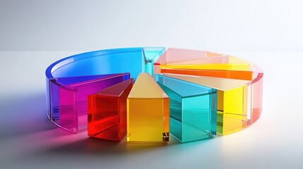 Poster - Colorful Acrylic Geometric Shapes on White Background