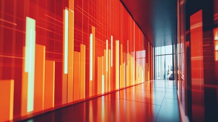 Poster - Vibrant Corridor with Abstract Data Visualization Art