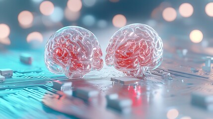 Aufkleber - an evolution of technology and data concept involving big data and stock. the human brain glistens f