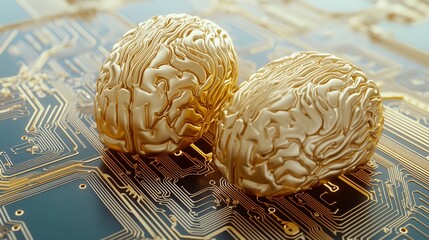 Aufkleber - the fusion of human intelligence and machine learning capabilities is represented here by a glowing 
