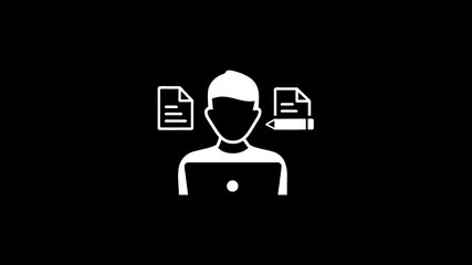 Poster - Business people characters scene video. Digital marketing specialist animation.