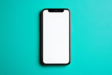 Poster - This image shows a modern smartphone against a solid turquoise background.