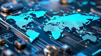 Show global network dynamics using abstract data to illustrate the evolution of IT infrastructure, and use the Sharpen banner template with copy space in the center to discuss the evolution of IT