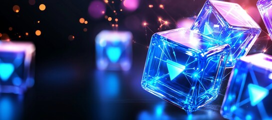 Poster - Internet connection, Blockchain technology, Mainframe and big data technology, global networking high digital technology. Technology of tomorrow.