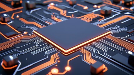 Aufkleber - A representation of stock with data streams and circuits.