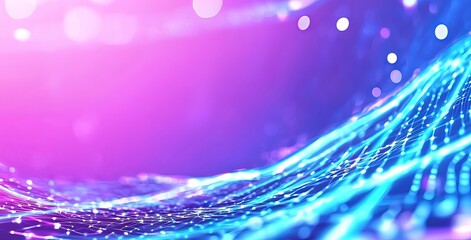 Poster - Wireframe landscape background with big data. Abstract digital landscape.
