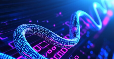 Aufkleber - Wireless data transmission over 5G network, high-speed internet in abstract cyberspace. A 3D illustration of big data funnel in abstract cyberspace.