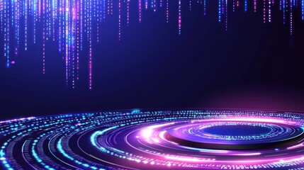 Aufkleber - a smart city concept with big data connection technology 3d illustration. sci-fi skyline, blue neon 