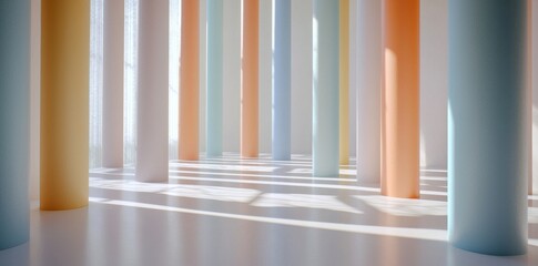 Poster - abstract modern minimal data visualisation with rows of cubes or boxes arrayed on a white background