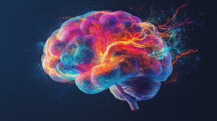 Poster - colorful abstract representation of a human brain