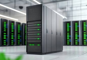 Poster - An image of the data center, showing rows of server hardware