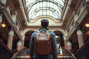 a man exploring a historical museum in the heart of the city 5