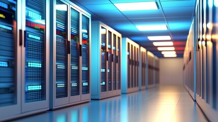 Poster - An area for server computers where a data hud is displayed in 3D.
