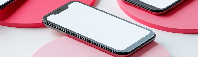 Poster - Blank screen on a smartphone, rotated position. Smartphone mockup from all angles. UI/UX smartphones set. Template for infographics or presentations.