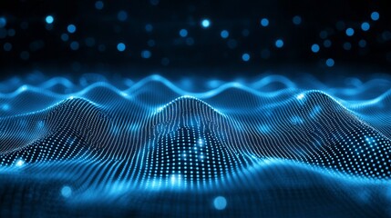 Poster - Concept of big data. Digital neural network. Introduction to stock. Future cyberspace. Abstract business illustration in 3D, shallow depth of field on an abstract background.