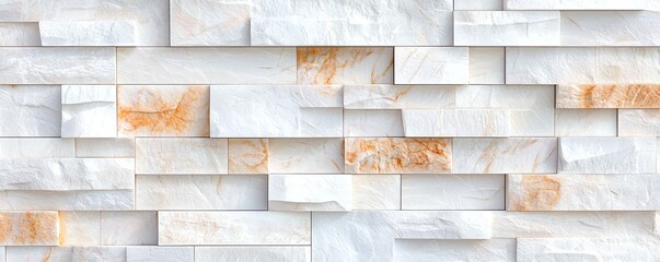 Poster - Elegant marble wall tiles with a modern design, featuring a blend of white and golden hues, perfect for interior spaces.