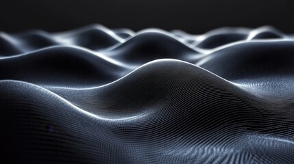Leinwandbilder - The artwork depicts dark, undulating waves with soft, glowing edges that suggest movement, creating a tranquil and immersive virtual environment.