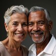 © Pixel Matrix - An image featuring an affectionate elderly African-American couple smiling at each other against an isolated backdrop