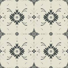 Poster - This decorative tile features a sophisticated black and white floral pattern, perfect for enhancing the aesthetic of modern interiors. The intricate design adds charm and character to any setting.
