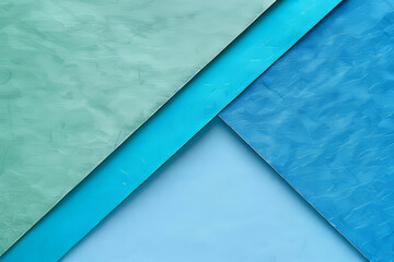 Poster - Various textured papers in shades of blue and green are arranged in a diagonal pattern, highlighting the contrast between the different colors and textures under soft lighting.