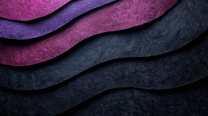 Poster - Layers of purple and black materials are arranged in wavy patterns, showcasing their unique textures and colors. The vibrant contrast creates an artistic display, inviting exploration of the design.