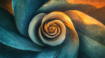 Aufkleber - A single tea leaf spirals elegantly, revealing its rich textures and colors as it catches the soft glow of ambient light. Generative AI