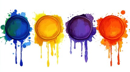 Poster - Colorful Round Shapes with Paint Splashes