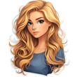 © Espresso - A young Caucasian woman with long, wavy blonde hair and blue eyes, exuding confidence and beauty.