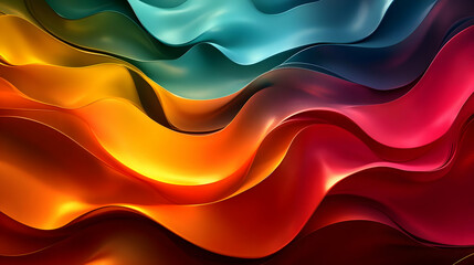 Wall Mural - Colorful, flowing waves of fabric create a dynamic visual experience.