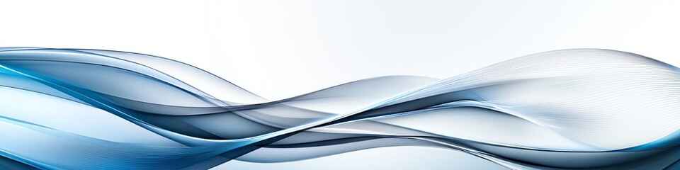 Poster - Abstract blue and gray waves on a white background, creating a modern and dynamic design, perfect for creative projects or presentations.