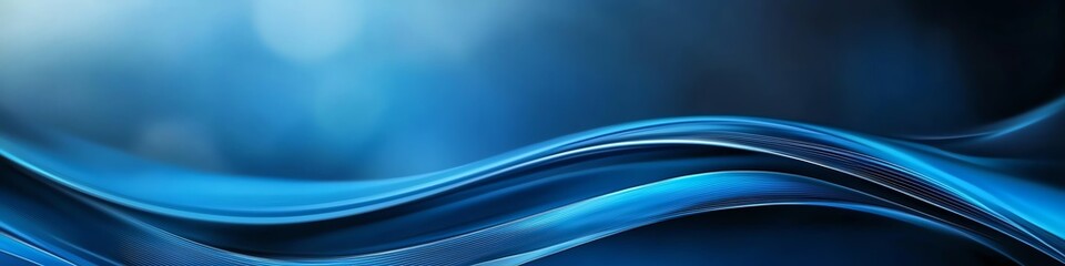 Poster - Abstract blue wave pattern with smooth flowing motion and vibrant gradient. Perfect for backgrounds or artistic digital design projects.