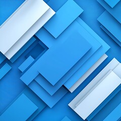 Poster - Abstract geometric blue 3D background with overlapping rectangular shapes, ideal for modern design projects and digital art.