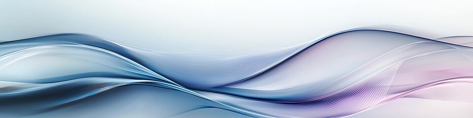 Poster - Abstract waves of blue and purple flow seamlessly across a white background, creating a soothing and tranquil visual experience.