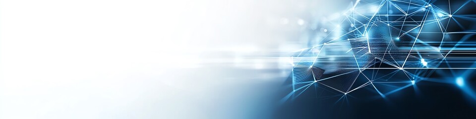 Poster - Futuristic abstract digital network background with connected lines and glowing nodes. Ideal for tech, innovation, and communication themes.