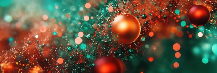 Poster - Colorful Christmas ornaments and lights create an enchanting abstract display that captures the joyful spirit of the holiday season. Generative AI