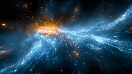 Wall Mural - Abstract representation of a cosmic scene with vibrant colors.