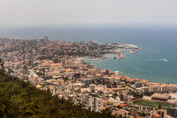 Wall Mural - Aerial view of Jounieh town, Lebanon