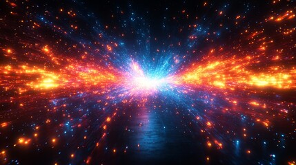 Poster - A striking display of bright colors and light bursts showcases the beauty of the universe, conveying a sense of depth and mystery in a digital artwork.