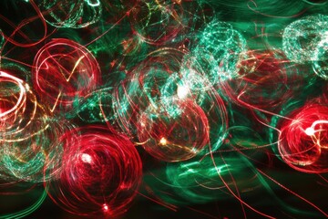 Poster - Colorful ornaments and bright lights blend together in an abstract display, radiating holiday cheer and capturing the essence of Christmas. Generative AI