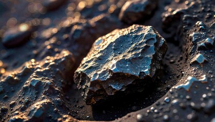 Wall Mural - Meteorite Fragment on Rocky Planet